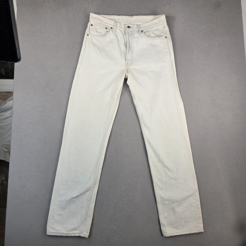 VTG Levis 501‎ Jeans Mens 34x34 ( Fits 31x33 ) White Made USA 90s Straight 90s